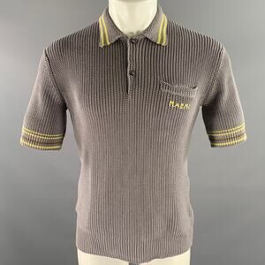MARNI Size M Grey Yellow Knitted Polo